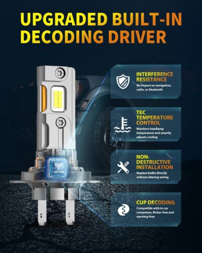 Upgraded H7 H7LL Light Bulbs, 80,000LM Insane Brightness, Real 1:1 Halogen Mini Size H7 Fog Lights, 6500K White with Ultra-Bright LED Chips, Plug and Play, Pack of 2 - Image 7