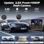 Volam 9" Wireless Carplay Screen for Car with 2.5K + 1080P Dash cam and Backup Camera Support Apple Carplay and Android Auto Car Play with Voice Assistant Bluetooth GPS Navigation AUX - Image 3