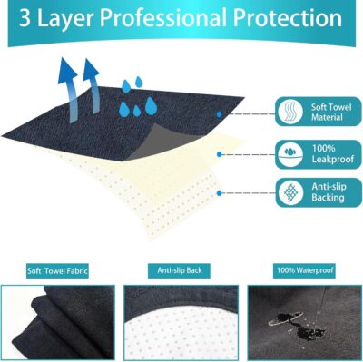 Car Seat Covers Universal Car Protective Front Seat Covers Washable Non-Slip Seat Protectors for Gym Workouts,Waterproof and Sweatproof Towel Seat Covers for Cars,Trucks, Jeeps (2 Pack Black) - Image 3