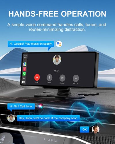 HK3 Carplay Screen for Car, 10.26’’ Wireless Apple Car Play & Android Auto Touchscreen, with 4K Dash Cam,1080P Backup Camera,64GB TF card, Car Stereo/GPS Navigation/Mirror Link/Bluetooth/Voice Control - Image 5