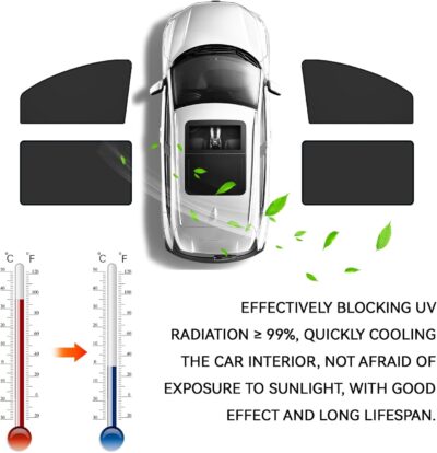 Driver Side Window Sun Shade 2PCS Car Magnetic Window Shades for Baby and Privacy, Car Windows Curtains Covers Front Side Glass 99% UV Protection Magnetic Blackout Windows Cover Tint - Image 4