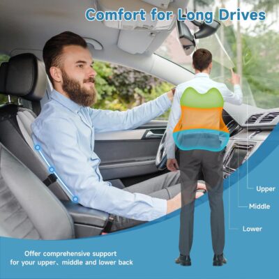 Lumbar Support Pillow for Office Chair Car, Gaming Chair Lower Back Pain Relief Memory Foam Cushion with 3D Soft Cover Enhance Your Driving Comfort Ergonomic Orthopedic Car Back Rest,Stocking Stuffers - Image 4