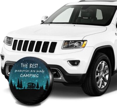 The Best Memories are Made Camping Spare Tire Cover Wheel Protectors Tyre Covers Weatherproof Wheel Covers Universal Fit for Trailer Rv SUV Truck Camper Travel Trailers 14" - Image 4