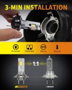 Upgraded H7 H7LL Light Bulbs, 80,000LM Insane Brightness, Real 1:1 Halogen Mini Size H7 Fog Lights, 6500K White with Ultra-Bright LED Chips, Plug and Play, Pack of 2 - Image 3