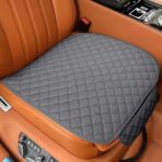 Car Seats Cover, Comfortable Linen Front Seat Cushion Pad with Storage Pocket, Breathable Anti-Slip Seat Protector, Four Seasons Universal Auto Interior Accessories for Car Truck SUV (Grey)