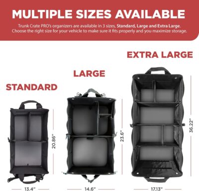 TRUNKCRATEPRO Car Organizers and Storage Premium Adjustable Multi Compartments Car Storage Organizer | Portable and Foldable SUV Trunk Organizer for Car (Standard Size, 20.86"L x 13.4"W x 10"H )-Black - Image 3