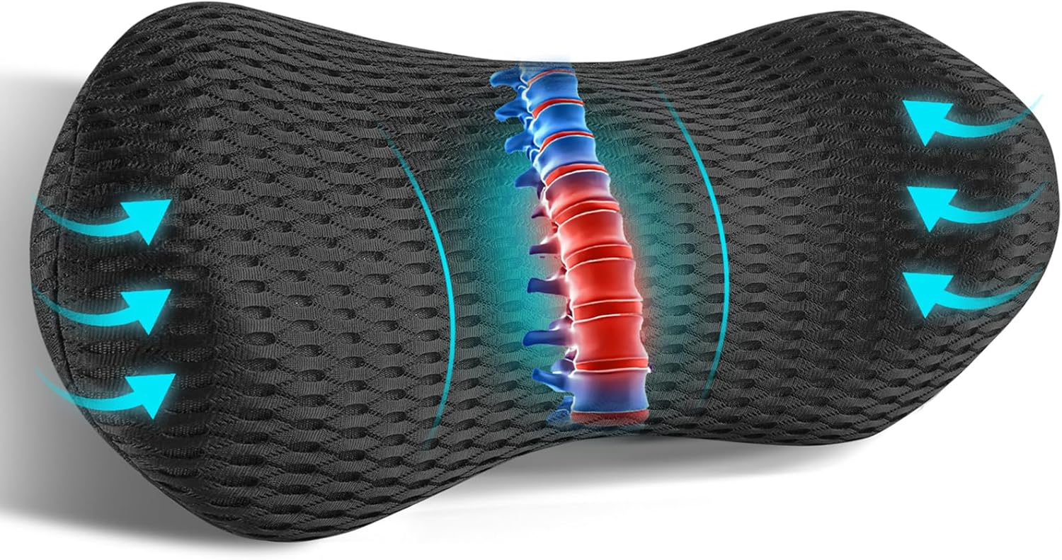 71T7G56ax1L._AC_SL1500_.jpg Lumbar Support Pillow for Office Chair Car Lumbar Pillow,Memory Foam Back Cushion with Breathable 3D Mesh Lumbar Support Orthopedic Backrest for Lower Back Pain Relief Ergonomic, LowerBackSupportBlack - Image 1