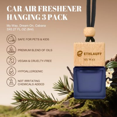 Car Air Freshener Hanging 3 Pack - 1 Way, Dream On, Cabana Hotel Collection Diffuser Oil Inspired The One Hotel, Car Fresheners for Women & Men, 45+ days Long Lasting, 0.27 FL OZ/8ML - Image 2