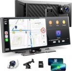 Volam 9.26'' Carplay Screen for Car with 4K Dash Cam, Compatible with Apple Carplay & Android Auto, Carplay with 1080p Backup Camera, Mirror Link, Loop Recording, GPS Navigation