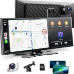 Volam 9.26'' Carplay Screen for Car with 4K Dash Cam, Compatible with Apple Carplay & Android Auto, Carplay with 1080p Backup Camera, Mirror Link, Loop Recording, GPS Navigation
