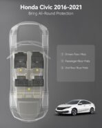 3W Floor Mats Fit for Honda Civic Sedan 2016-2021 & Hatchback 2017-2021 & Coupe 2016-2020, Custom Fit Floor Liner for 1st 2nd Row Full Set TPE All-Weather Car Liners - Image 2