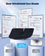 [Upgraded] Nmoiss Windshield Sun Shade Umbrella - [Vinyl Coating Heat Shield] Protect Car from Sun Rays & Heat Damage Keep Cool and Protect Interior, Spring Structure Edge Medium 56" L x 31" W - Image 4