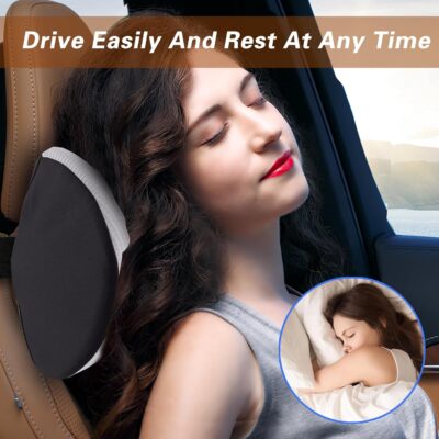 SPRFUFLY Cozy Car Headrest Pillow, Car Pillow for Driving with Adjustable Strap, Breathable Removable Cover & Ergonomic Design - Softness Travel Car Neck Pillow(Moonlight Silver, 1PC) - Image 9