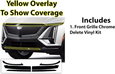 BOGAR TECH DESIGNS for Cadillac Lyriq 2023-2026 Front Chrome Delete – Precut Vinyl Overlay Kit, Gloss Black Blackout Trim - Image 7