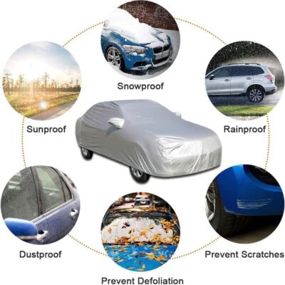 ikaufen Car Cover Waterproof All Weather for Automobiles, Car Cover Dirtproof, Scratch Resistant, Snowproof UV Protection Windproof, Universal Fit for Sedan (117-185 inch) - Image 5