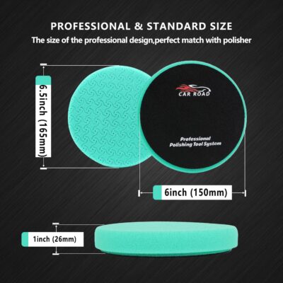 6" Buffing Polishing Pads Kit, 7Pcs 6.5" Backing Plate, Sponge & Woolen Pads - 6" Drill Attachment Set for Car Buffer Polish & Wax (6 Inch (150mm)) - Image 3