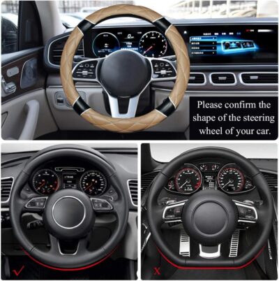 Car Steering Wheel Cover with Durable PU Leather, Universal 18 inch Fit for Car Truck SUV, Breathable Anti Slip Auto Steering Wheel Covers for Men and Women - Image 6