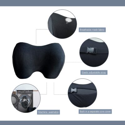SPRFUFLY Make Relaxing Car Headrest Pillow, Car Pillow for Driving with Adjustable Strap, Breathable Removable Cover & Ergonomic Design - Softness Travel Car Neck Support Pillow(Black, 1PC) - Image 3