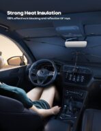 Lamicall Car Windshield Sunshade Umbrella - Foldable Car Windshield Sun Shade Cover, 5 Layers UV Block Coating, 52"x31" Front Window Heat Insulation Protection, for Auto Sedan, SUV Windshield - Image 3