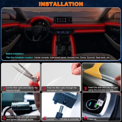 Interior Car LED Strip Lights with Wireless APP and Remote Control, RGB 5 in 1 Ambient Lighting Kits with 236 inches Fiber Optic, 16 Million Colors Car Neon Lights, Sync to Music - Image 8