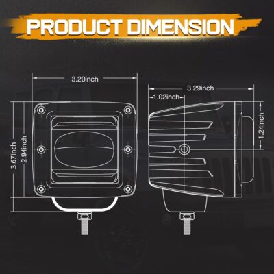 2Pcs 3 Inch SAE LED Fog Lights Off Road DOT Approved Driving Lights Pods Square LED Cubes Work Light Fog Lamps for Trucks Wrangler JK Ram 4X4 Boat Motorcycle Tacoma - Image 7