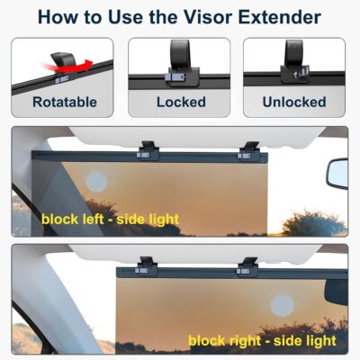Sun Visor Extender for Car, Visor Extender Attachment for Car, Adjustable Visor Extender Sun Blocker UV400, Polarized Sun Visor Extender, Anti-Glare, UV Protector (1 Pack, Large) - Image 5