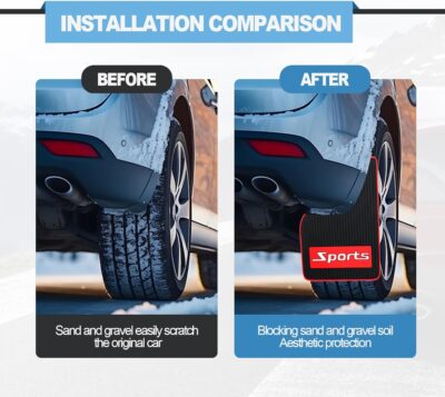 4PCS Car Mud Flaps Rubber Mudguard Soft No Collision Front and Rear Fender Splash Guards Mud Flaps, Universal for Cars SUV, Short - Image 5