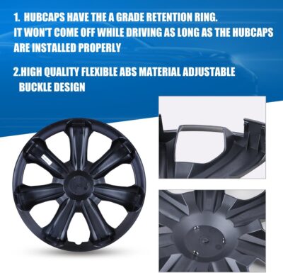 ROXX Black Lacquer Hubcaps Wheel Covers, Universal Wheel Covers Guards Snap On Auto Tire Rim OEM Style Replacement, Fits Most Car Trunk SUV-Set of 4 (14-inch) - Image 5
