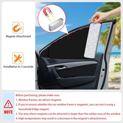 ZATOOTO Car Window Sun Shades Covers - 4 Pcs Magnetic Privacy Side Sunshades Blackout Auto Camping Curtains Accessories for Sleeping Family and Women Men Kids Baby - Image 4