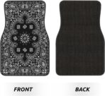 4PCS Paisley Car Floor Mats Anti-Slip Front and Rear Automotive Mats Car Accessories Universal Fit Sedan SUV Van Truck,Black with White - Image 6