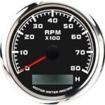 MOTOR METER RACING W Pro Series 85mm 3-3/8" Tachometer 8000 RPM Gasoline Diesel Engine with Hour Meter Black Dial White LED Waterproof for Car Truck Boat Yacht Motorcycle