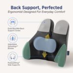 Lumbar Support Pillow for Office Chair - Lower Back Pain Relief Cushion with Adjustable SpineAlign™ Bolster, Memory Foam Pillow for Car, Couch, Gaming Seats - Dual Straps, Dark Grey - Image 3