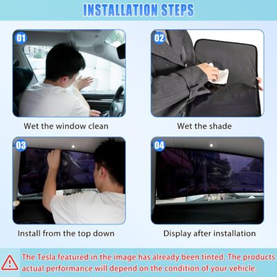 ZATOOTO Tesla Model Y Rear Car Window Shades | Bluish-Purple Static Cling Car Sun Shade | Enhanced Sun Filtering & Heat Reduction | Specific for Frameless Doors | Car Window Shade for Baby & Passenger - Image 8