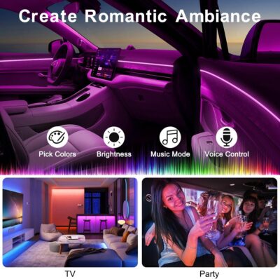Interior Car LED Strip Lights APP Control, 5 in 1 RGB 16 Million Colors Ambient Lighting Kit with 236 inches Fiber Optic, Music Mode Inside Car Lighting Decorations - Image 6
