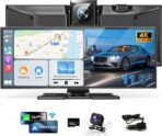 11.5" Wireless Carplay Screen for Car, Portable Apple Carplay & Android Auto Touch Screen, 4K Dash Cam/App Control/Backup Camera/Mirror Link/Voice Control/GPS/Bluetooth,for All Vehicles