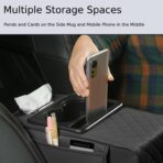 Arm Rest Cover for Car, Microfiber Leather Car Center Console Cover with 2 Storage Bags, 2 Cup Holders and a Tissue Box, Universal Car Console Covers Accessories, Black - Image 5