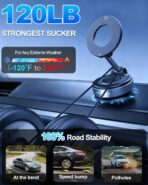 Upgraded Vacuum Magnetic Car Phone Holder for Your Car [120LBS Ultra Suction Cup & 3000gf Magnet] 780° Adjustable Foldable Cell Phone Mount for Magsafe Dashboard Car Bracket Stand for iPhone & Android - Image 3