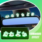 6Pcs Cute Luminous Cow Car Dashboard Decor Set- Cars Rearview Mirror/Dashboard/Touchscreen Top Funny Adorable Auto Rear View Mini Cows Ornament (Clear White) - Image 5