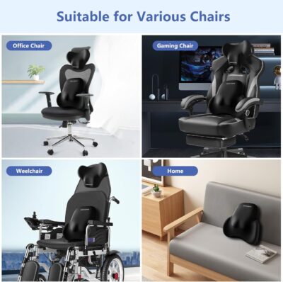 Car Lumbar Support Pillow and Neck Pillow kit for Back & Neck Pain Relief Ergonomic Memory Foam Car Seat Headrest & Lumbar Cushion with Adjustable Strap for Driving Seat/Office Chair Black - Image 5