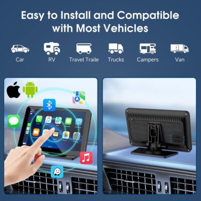Portable Carplay Screen for Car, 7" HD Touchscreen for Car with Backup Camera/Mirror Link/Bluetooth/Voice Control/GPS/AUX/FM Satellite Radio for All Vehicles. - Image 8