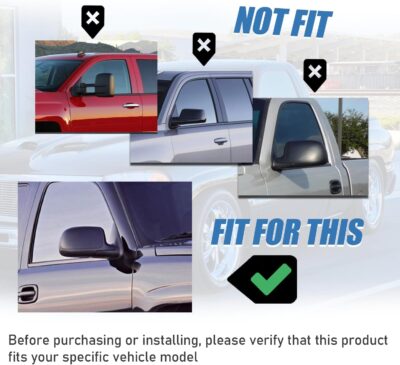 AUCERAMIC Chrome Mirror Cover Caps Fit 1999-2007 for Chevy Silverado Suburban Tahoe Avalanche 1999-2006 for GMC Sierra Yukon 2002-2006 for Cadillac Escalade (Stick-on Overlay) - Image 3