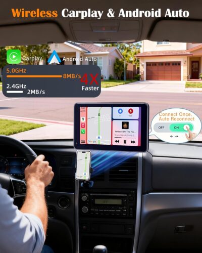 Portable Wireless CarPlay Screen - 7-inch Plug & Play No Dashboard Removal Upgrade for Older Cars - Compatible for Apple CarPlay & Android Auto with Backup Camera - Image 2