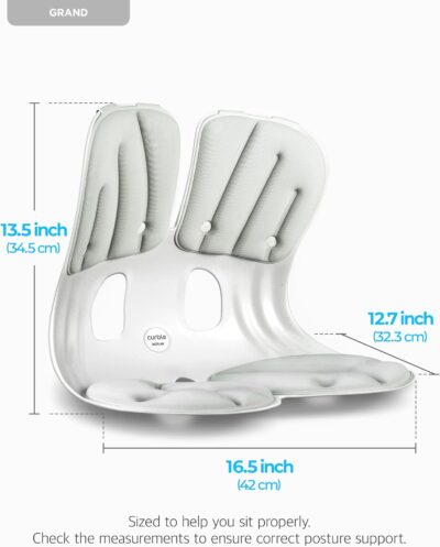 curble Grand(Extra Wide & Sturdy) – Ergonomic Back and Lumbar Support for Good Posture Correction and Back Pain Relief, Perfect for Office, Floor Seat and Work from Home, Patented (Grey) - Image 9