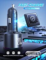 120W Fast Car Charger for iPhone 14 13 12 11-17 Pro Max Plus Mini SE XR XS X 8 7 6, iPad, PD 100W Super Fast Charging & Ultra-Compact Adapter Cigarette Lighter with [USB L Cable to USB C] and USB-C&A - Image 5