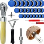 53Pcs Tire Patch Kit Heavy Duty, Tire Repair Tools 42 mm Tungsten Steel Buffing Wheel with 32/42/58mm Tire Patches, Inner Liner Scraper, Tire Patch Roller for Car Motorcycle Bike tractors Grinding