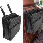 1Pack Car Seat Back Organizer, PU Leather Hanging Organizer, Multipurpose Storage Bag for Small Items, Waterproof Easy To Clean Car Accessories, for Car SUV Truck (Black)