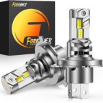 FORENNER H4 Light Bulb, 800% Super Bright 6500K Cool White, Real 1:1 Design, 9003 Fog Light bulbs with Turbofan, 50000 Hrs Long Service Life, Plug and Play, IP68, Pack of 2