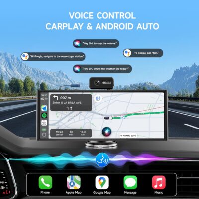 CarPlay Screen for Car Tablet Android Auto Smart Screen for Car, 4K Dash Cam Portable Car Play with 3 Channel Camera Backup Camera,10.26” Wireless Display FM Radio Stereo Bluetooth 5.2, 32GB Black - Image 3