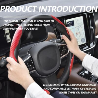 2pcs Universal Fit Carbon Fiber Steering Wheel Cover, Anti-Skid Steering Wheel Cover/Segmented Steering Wheel Protector/Car Interior Accessories (red) - Image 7