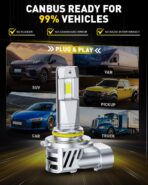 AUXITO 9005 H11 LED Bulbs Combo, 120,000LM 1000% Super Bright, CANBus Ready, 1:1 Mini Size Easy Install, 6500K White H8 H9 HB3 Bulbs with Fan, Plug and Play, Pack of 4 - Image 3